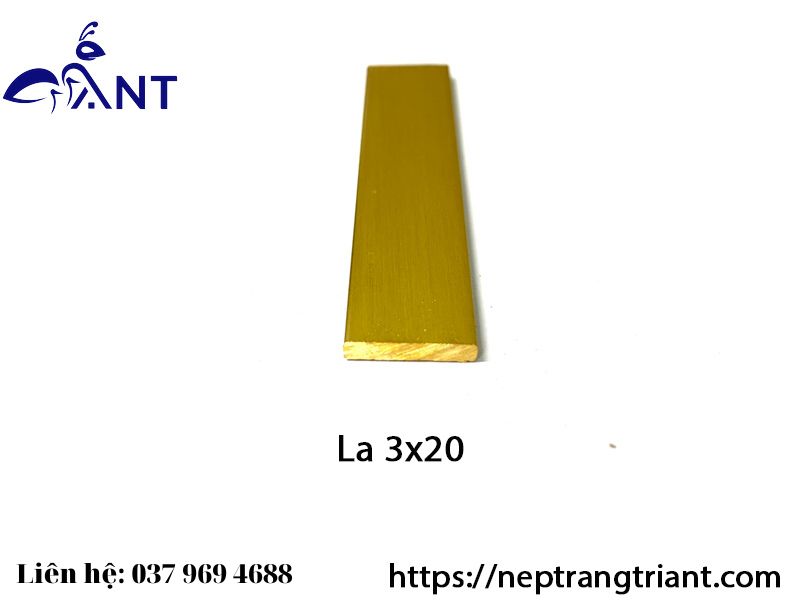 Nẹp đồng la 3x20, nẹp la trang trí, thanh la đồng, thanh dài 3m, chất liệu đồng thau