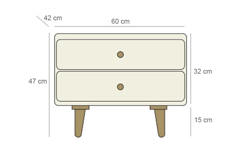 Tủ Đầu Giường 2 Ngăn Kéo Rora IBIE - BSK2ROI - Ivory