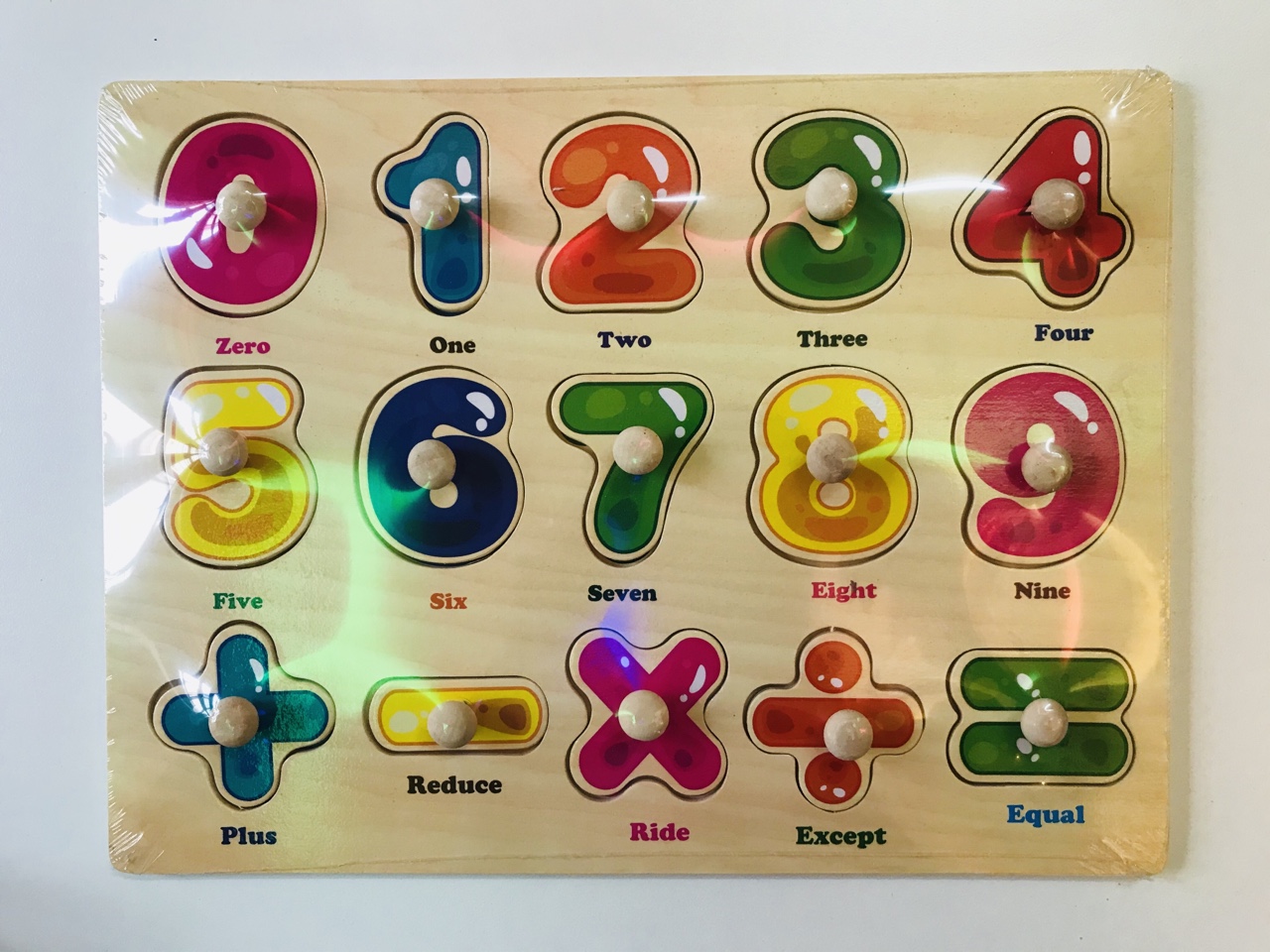 Combo 3 bảng học núm gỗ chủ đề côn trùng, PTGT, học số