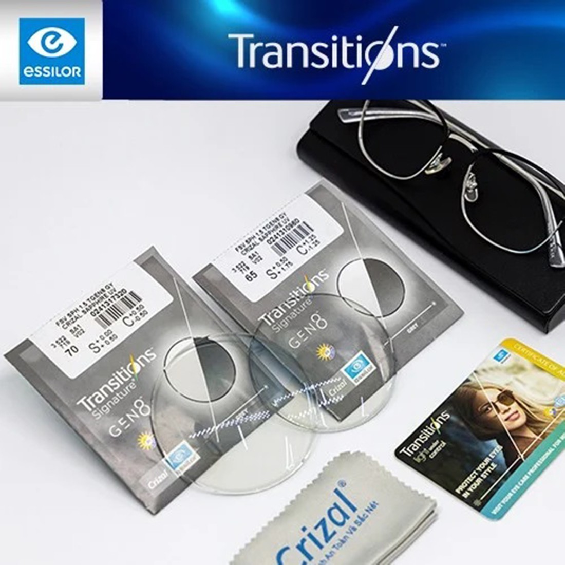 Tròng đổi màu Transitions Gen8 chuyển màu nhanh, đổi màu đậm hơn và độ bền màu cao (1 cặp)-Màu Ngọc Lục Bảo (1 cặp)