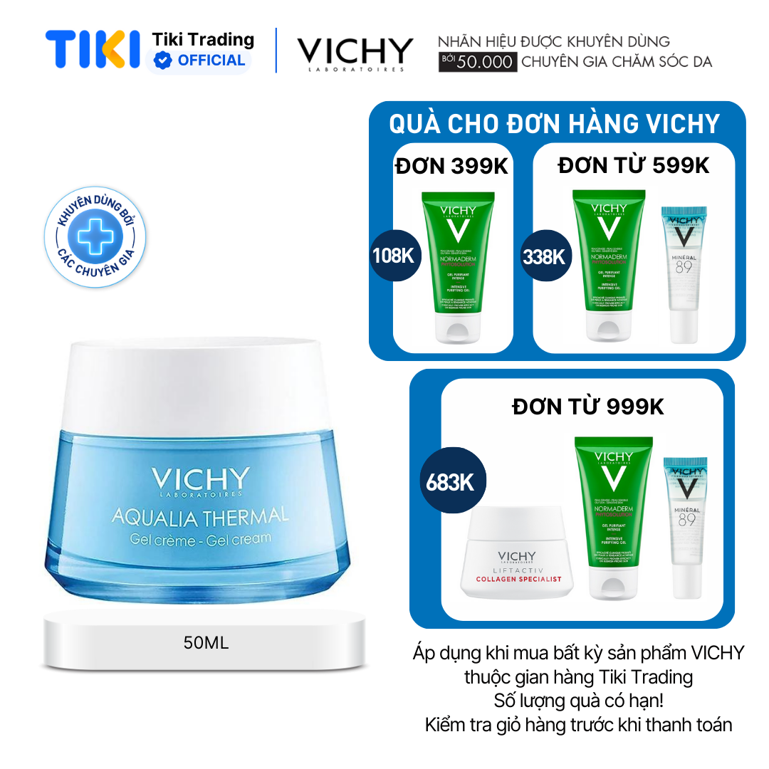 Kem dưỡng ẩm và cung cấp nước dạng gel Vichy Aqualia Thermal Cream-Gel 50ml
