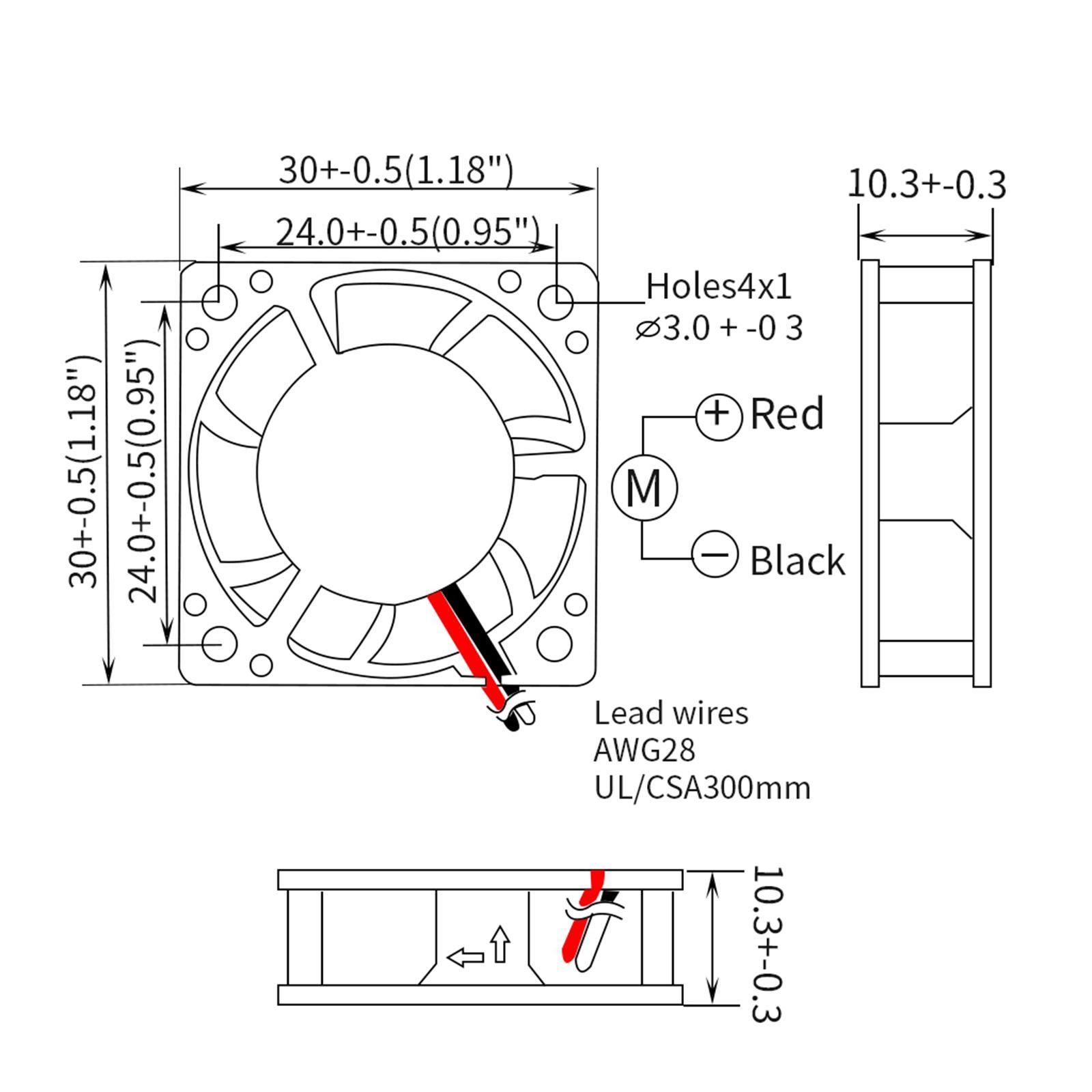 2-pack Mini 12V DC Brushless Cooling Fan 3010 for 3D Printer V6 V5