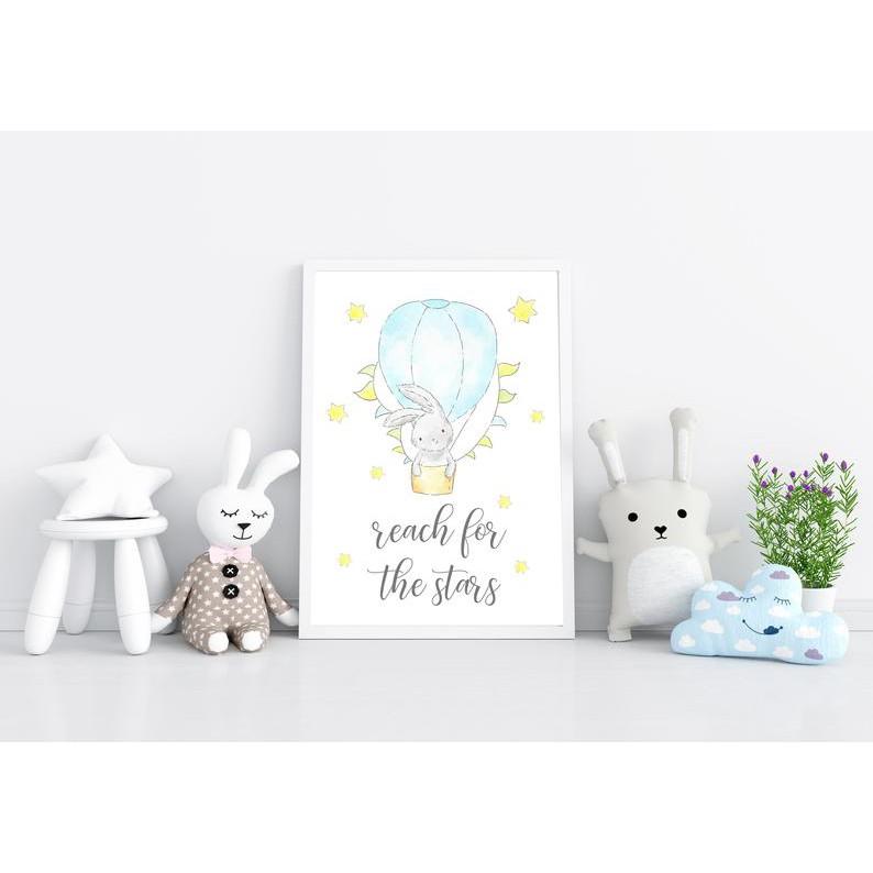 Tranh treo tường | Tranh cho bé-Watercolor Rabbit Wall Art 82 , tranh canvas giá rẻ
