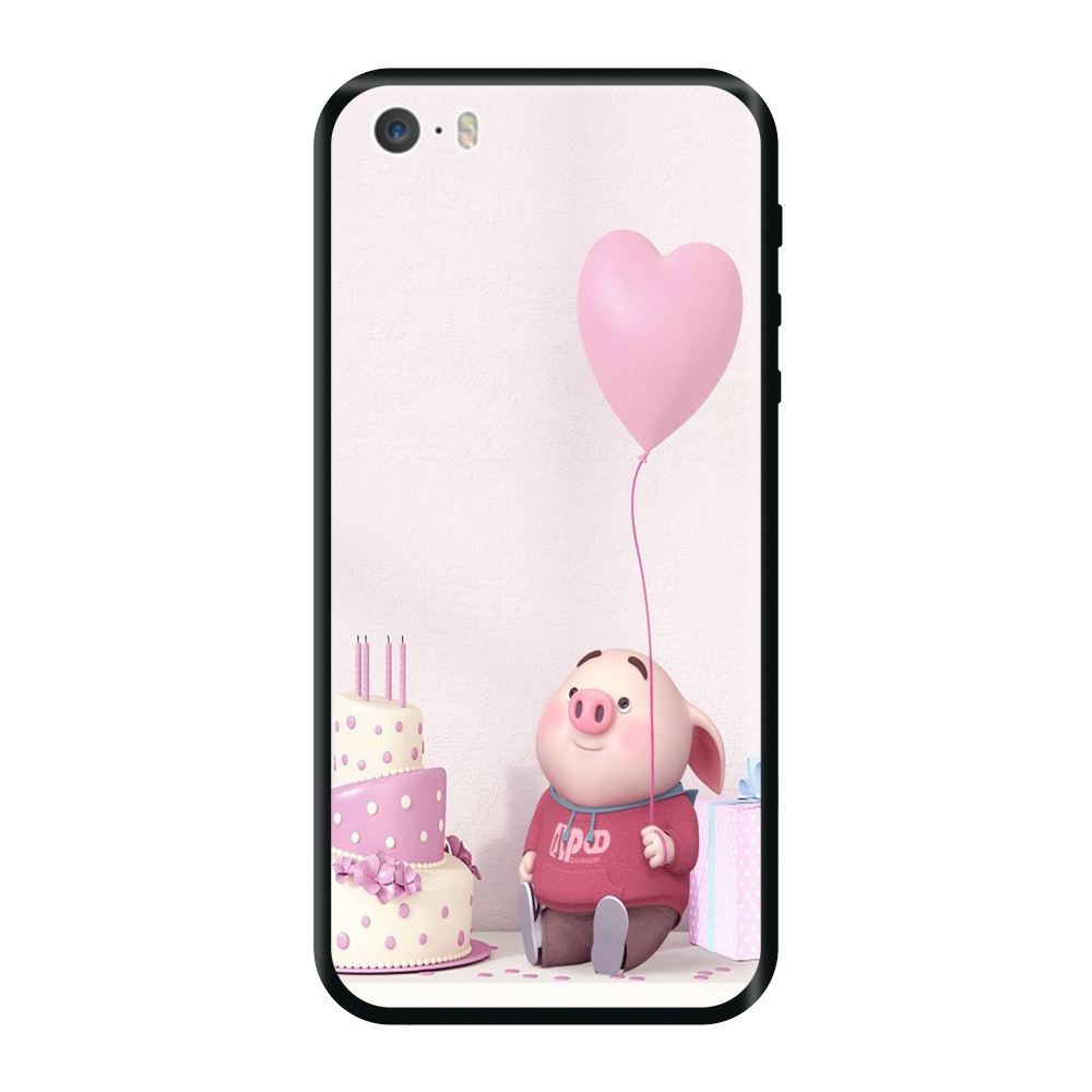 Ốp lưng TPU viền dẻo cho điện thoại IPHONE 5 Hình Heo Con Mừng Sinh Nhật