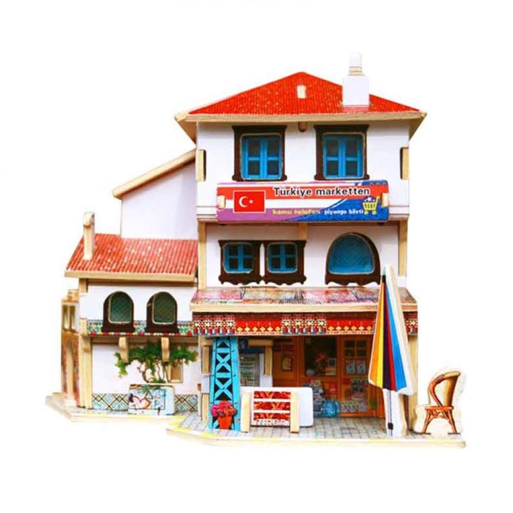 Đồ chơi lắp ráp gỗ 3D Mô hình Nhà gỗ Turkish Convenience Store F141