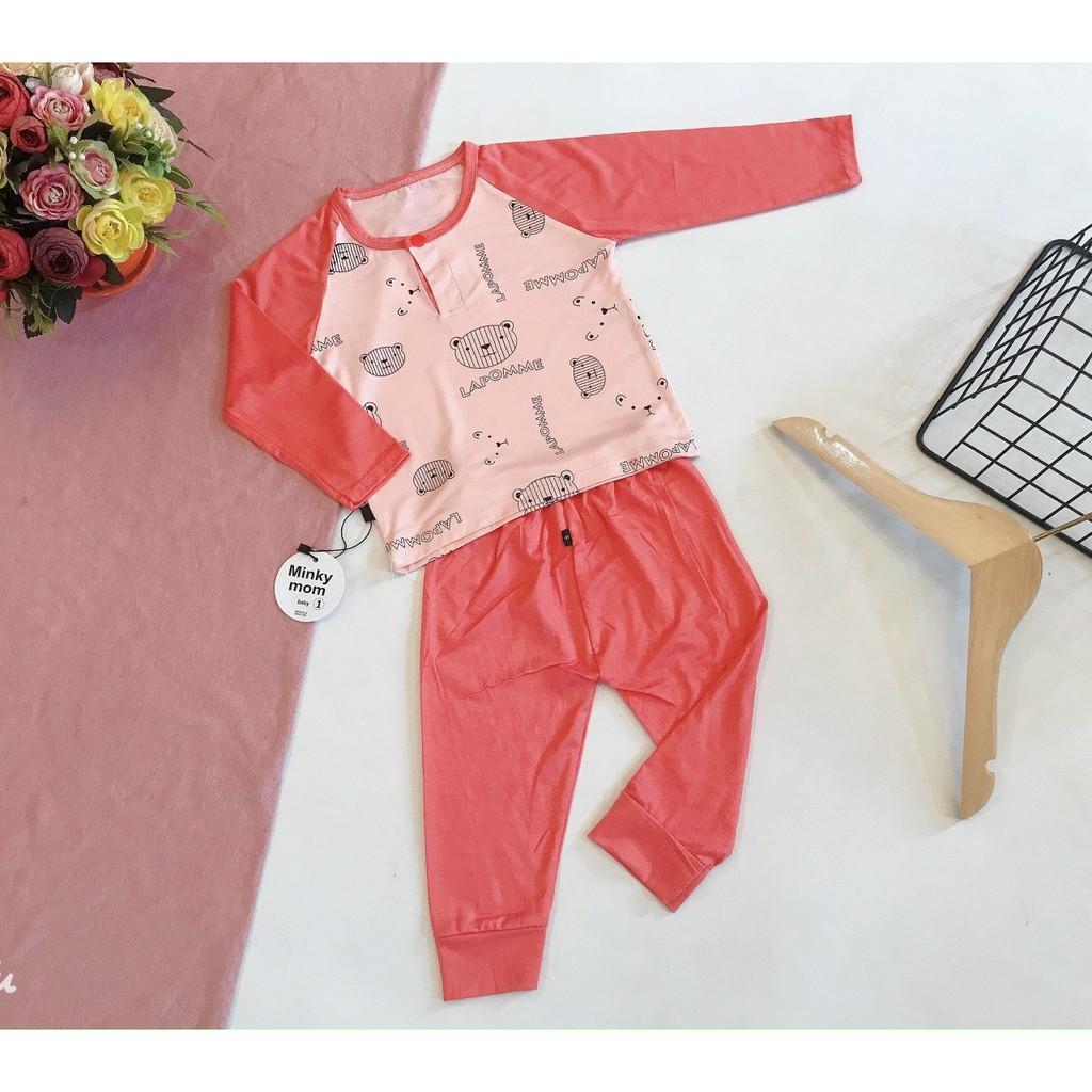 Đồ Bộ Bé Trai, Bé Gái Minky Mom Vải Thun Lạnh Bộ Dài Tay Cho Bé Mặc Nhà Bộ Quần Áo Trẻ Em