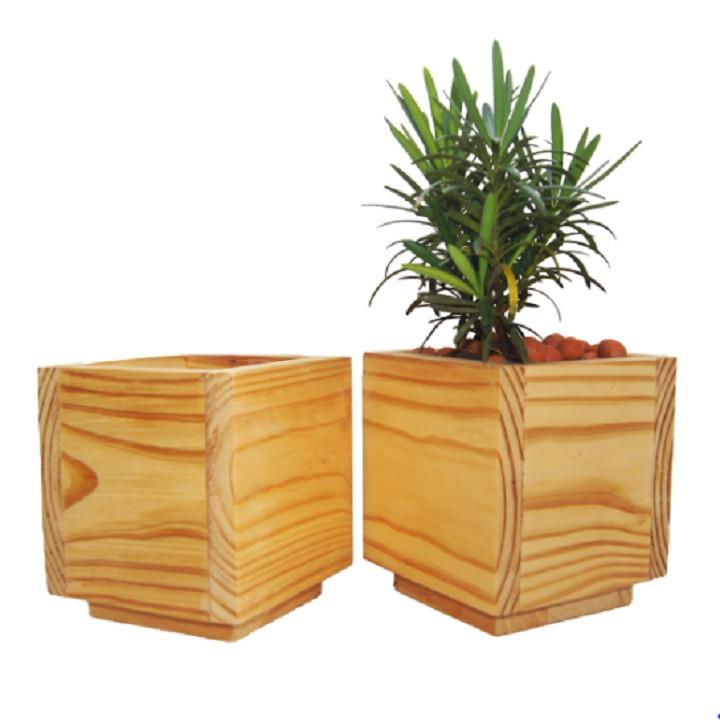 Chậu cây bằng gỗ tự nhiên - Kích thước: 13x13cm