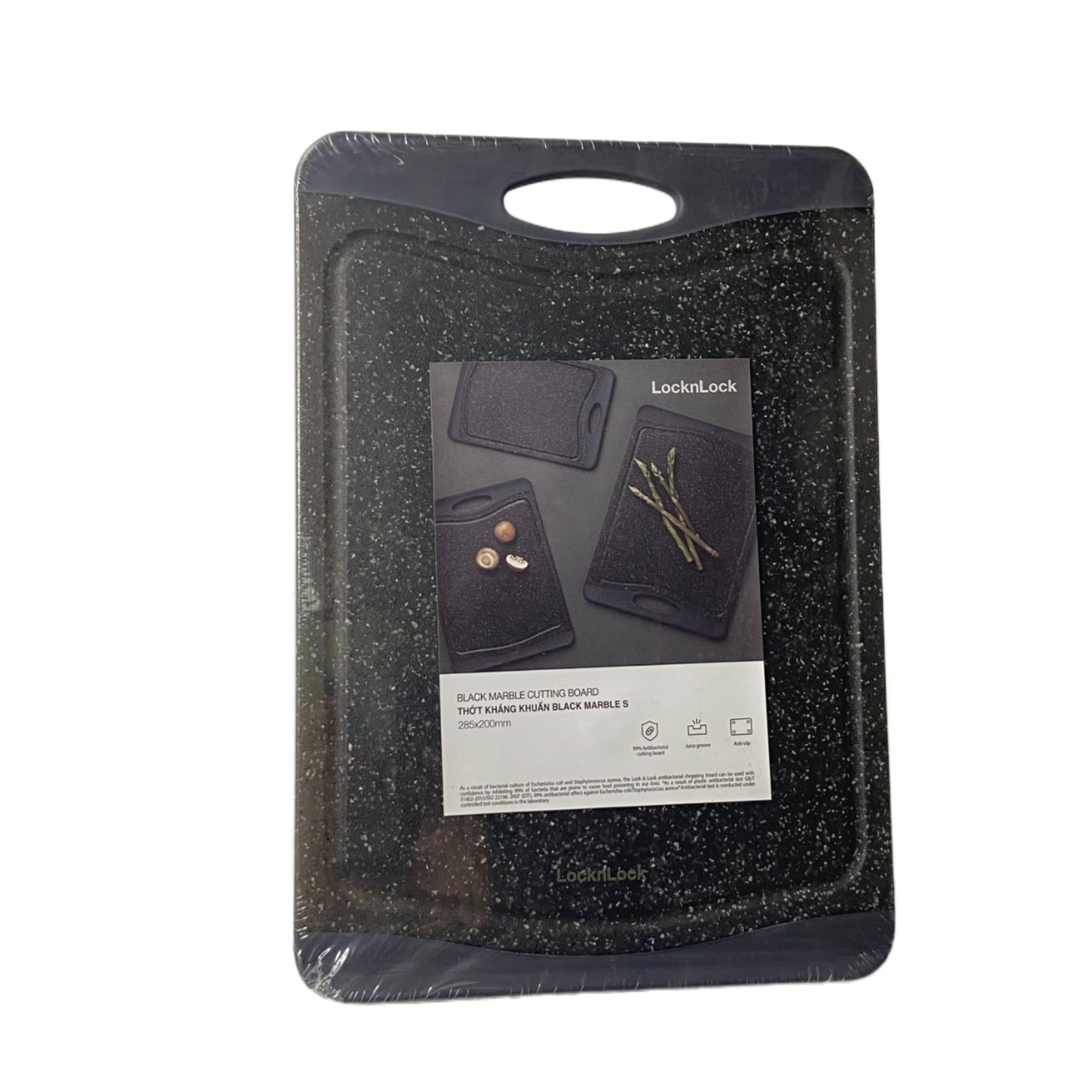 Thớt Nhựa Kháng Khuẩn Lock&Lock Black Marble CKD006 CKD007 CKD008 Màu Đen 3 Size S, M, L - Hàng Chính Hãng