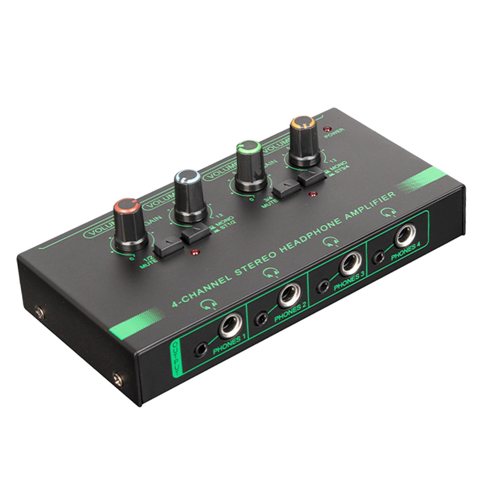4 Channels Headphone Power Amplifier Multi Channel Headphone Splitter 5V 8 Headphone Jacks Metal Stereo Audio Amplifier for Mixer