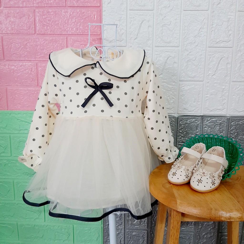 Váy bé gái form baby doll tay dài dành cho bé gái sơ sinh - 3 tuổi