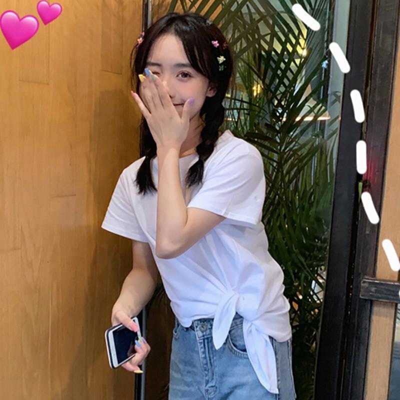 Áo thun tay ngắn cổ tròn thiết kế dáng rộng thoải mái cho nữ