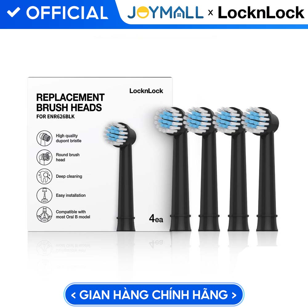 Bộ 4 đầu bàn chải điện Lock&Lock ENR626BLK_RB màu đen - Hàng chính hãng - JoyMall