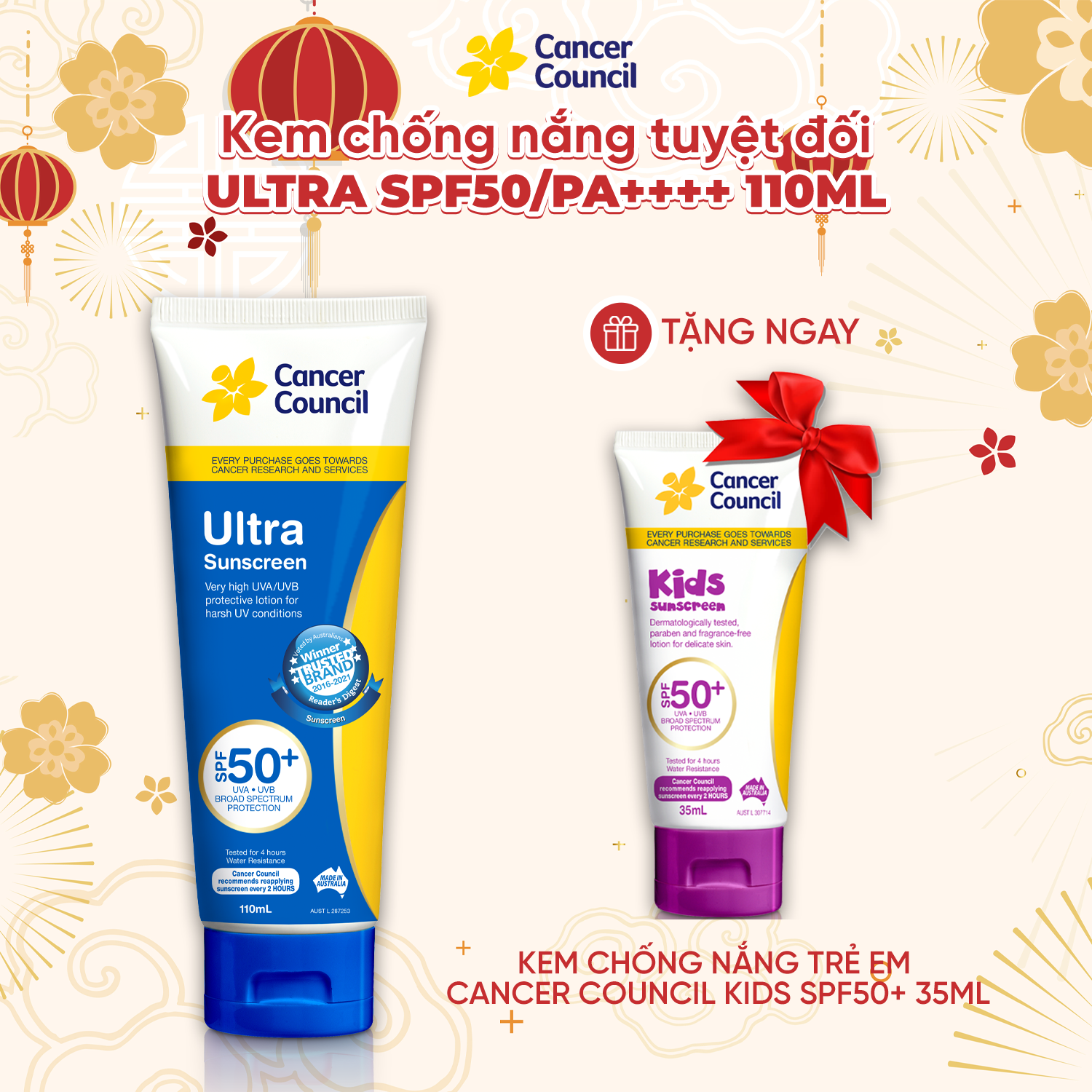 Kem chống nắng siêu bảo vệ cancer Council Ultra SPF 50+/PA ++++ 110ml