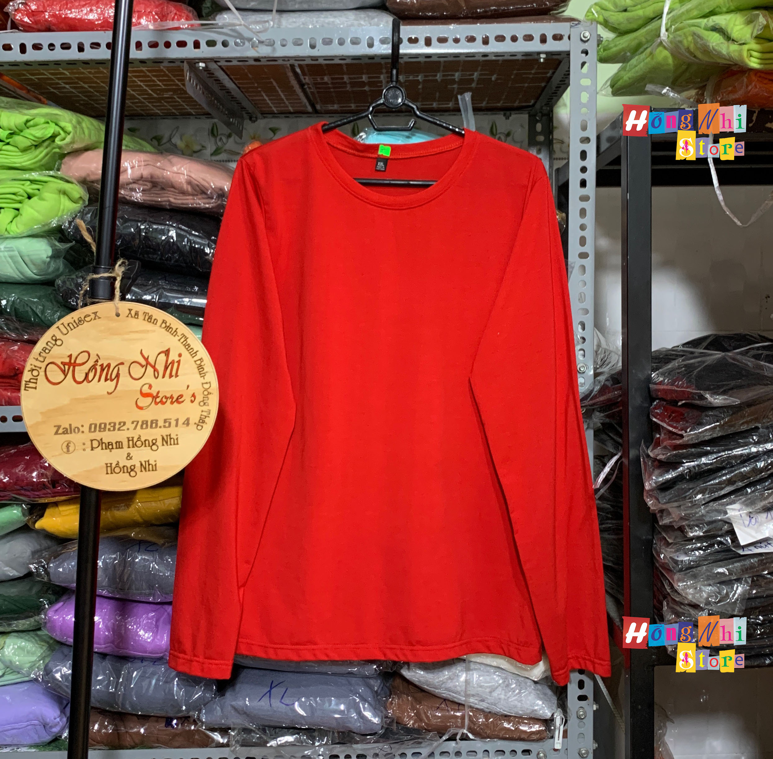 Áo Thun Tay Dài Trơn Dáng Rộng Màu Đỏ Long Tee Red Unisex - MM