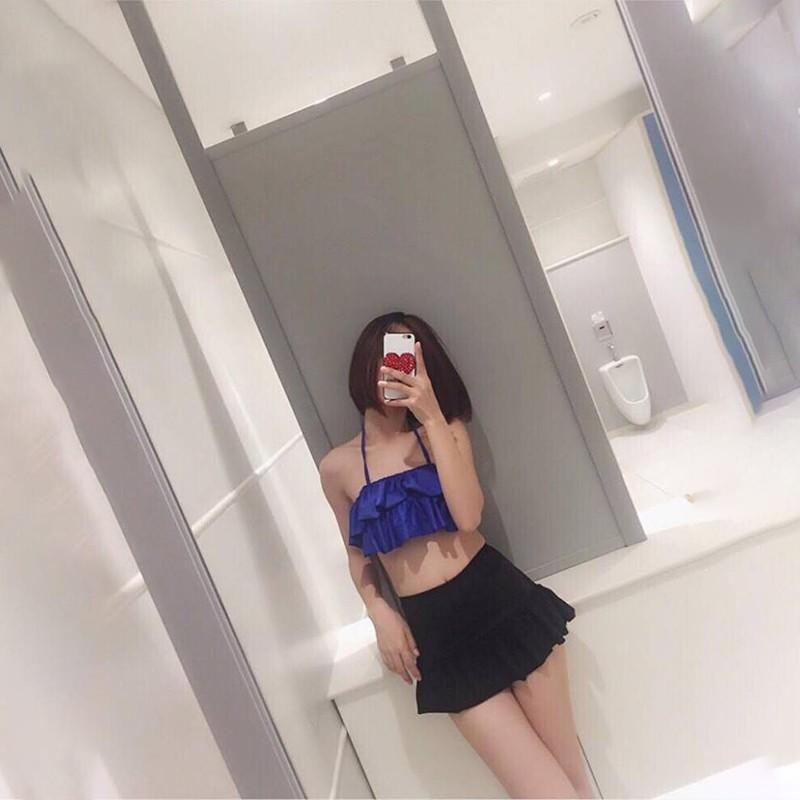 Đồ bơi Bikini 2 mảnh viền bèo đan lưng váy QP019