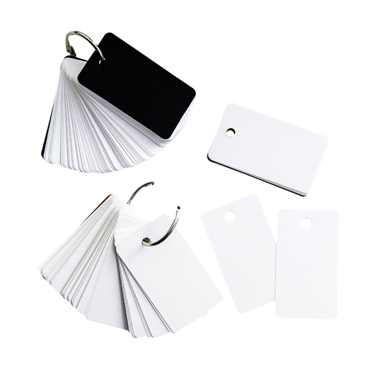 100 Thẻ flashcard trắng bo góc siêu dày 5x8cm + khoen + 2 bìa cứng 3D(bìa giao màu ngẫu nhiên)