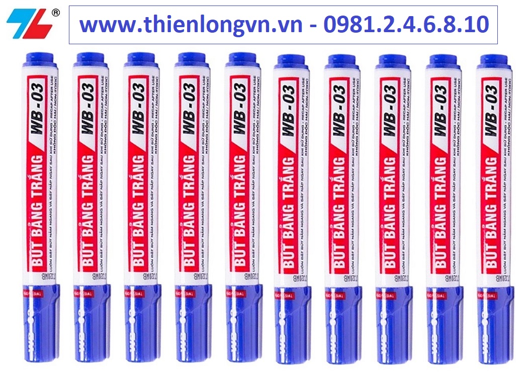 Hộp 10 cây bút lông bảng to Thiên Long; WB-03 mực xanh