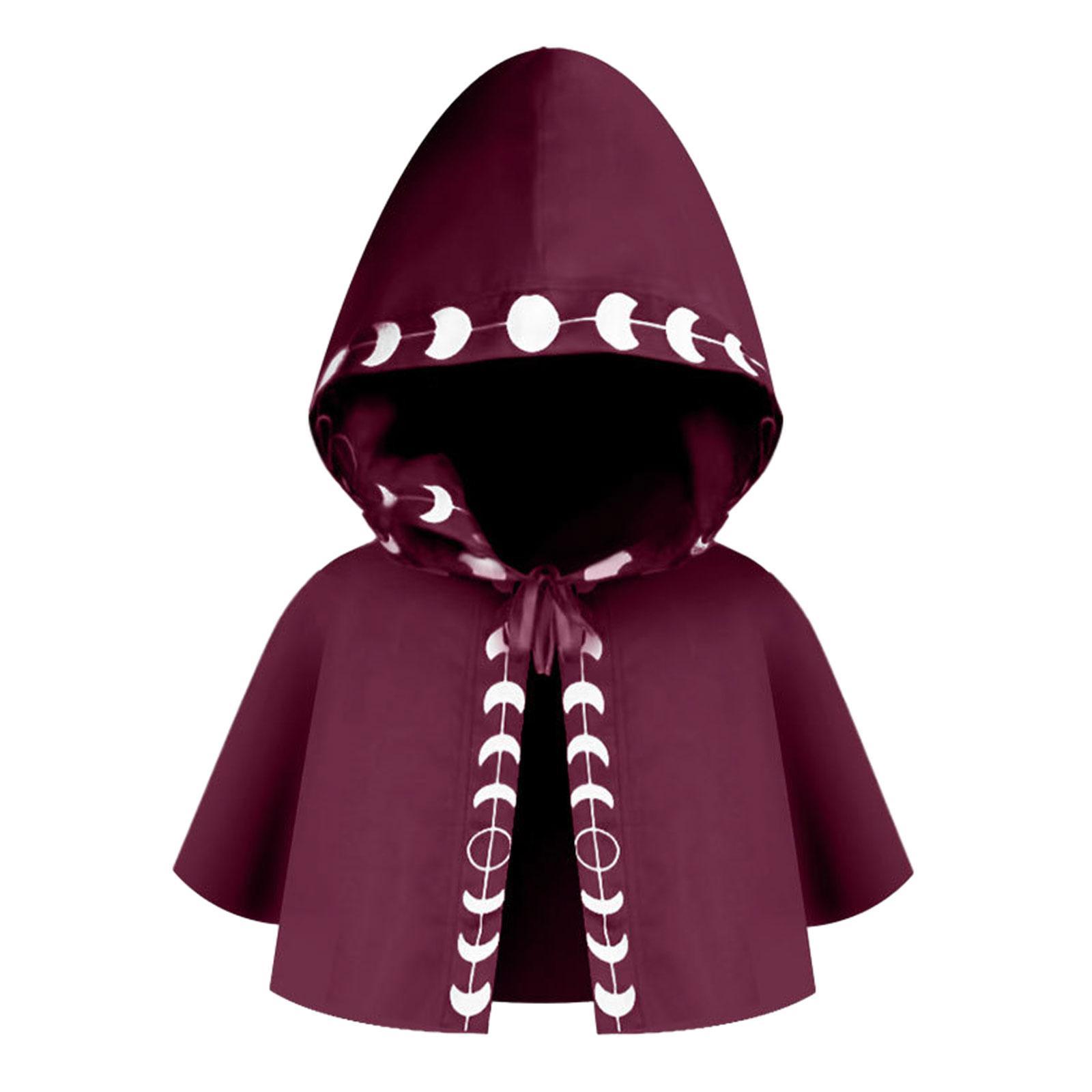 Halloween Cloak Hooded Poncho Cosplay Costume Accessories Medieval Hooded Cloak Hat for Role Playing Dress up Festival Party