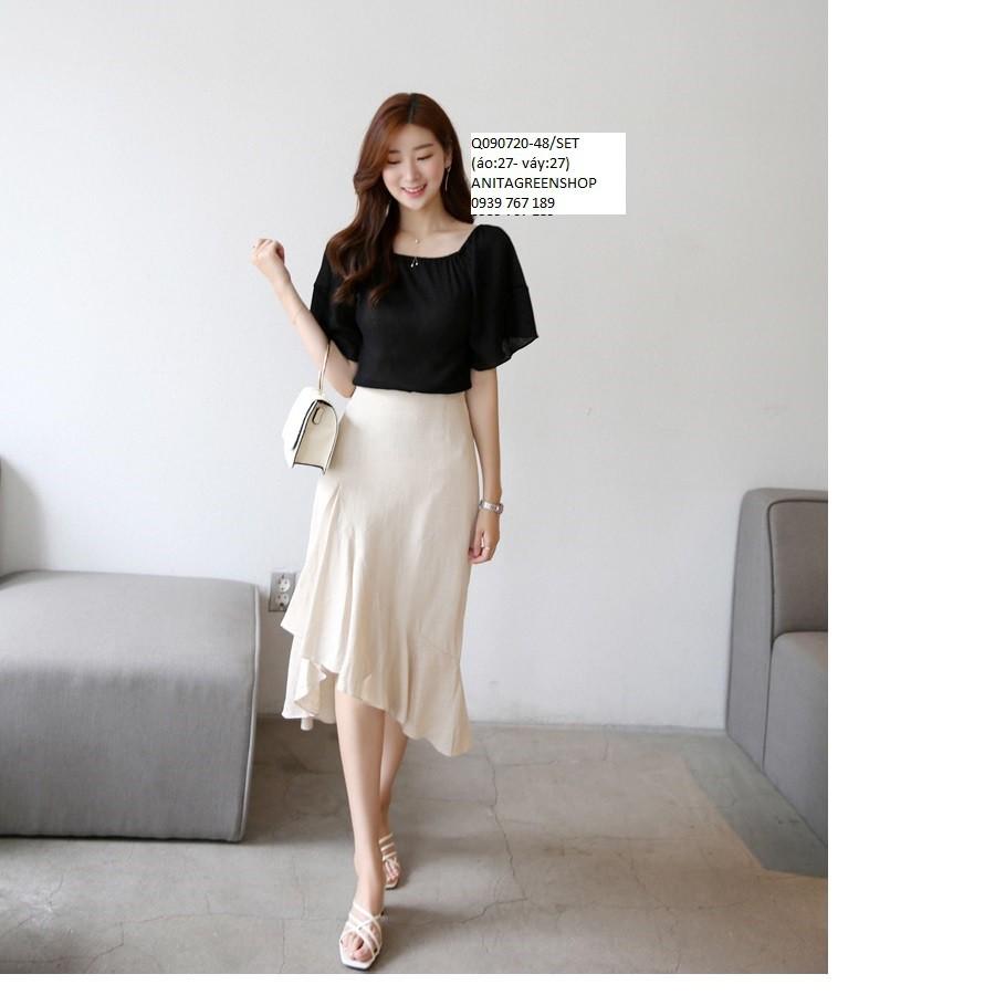 Q090720 SET ÁO VOAN PHỐI CHÂN VÁY