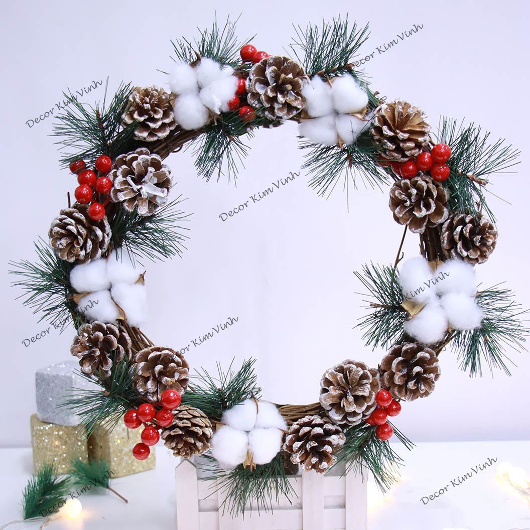 Vòng hoa Noel Những Mẫu Lung Linh Decor Kim Vinh Vòng Hoa Trang Trí Noel Vòng Nguyệt Quế Giáng Sinh Có Đèn