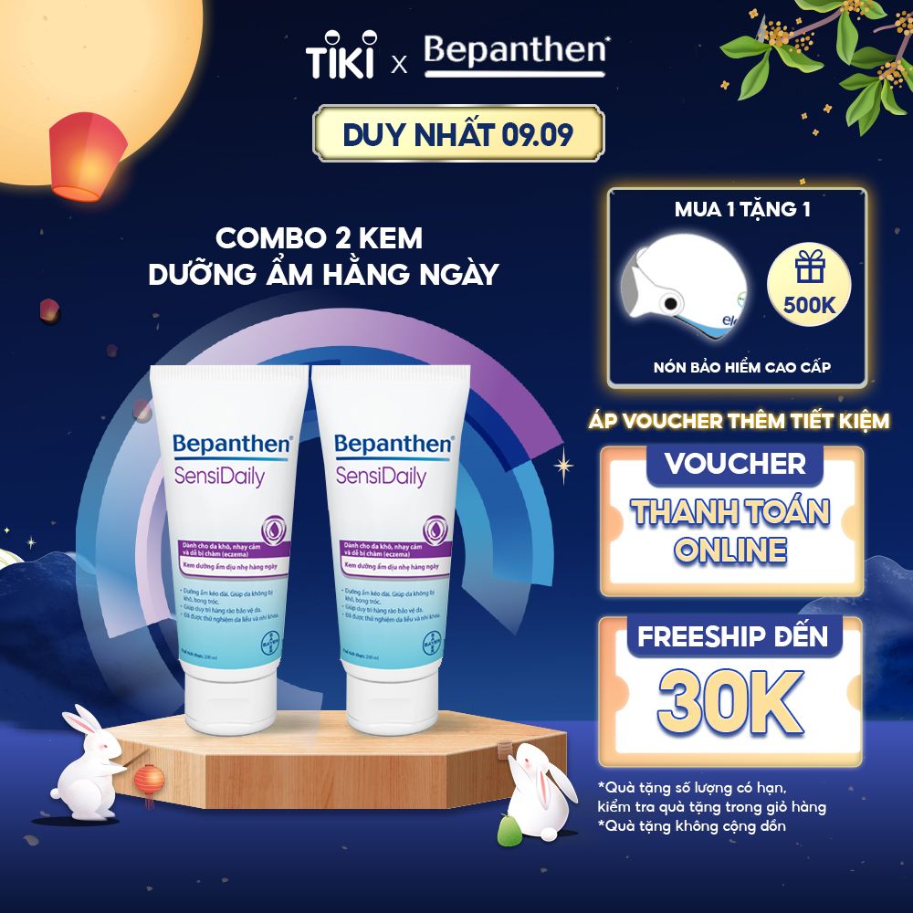 Combo 2 Kem Dưỡng Ẩm Hằng Ngày BEPANTHEN Sensidaily Tuýp 200G x2 Dành Cho Da Khô, Nhạy Cảm và Dễ Bị Chàm