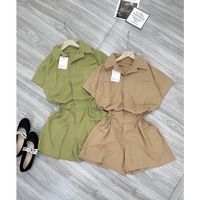 Bộ đũi tay bèo cổ vuông dáng jumtsuit quần cộc áo rời set đi biển dạo phố (SE007
