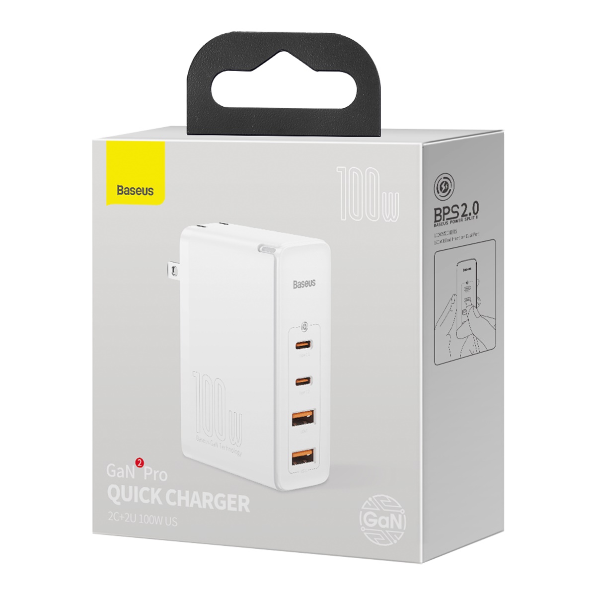 Bộ sạc nhanh 100W Baseus GaN2 Pro Quick Charger 2C 2U - Hàng chính hãng