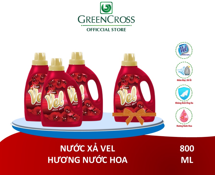 COMBO 3 CHAI NƯỚC XẢ VẢI VEL 800ML HƯƠNG NƯỚC HOA - TẶNG 1 CHAI CÙNG LOẠI