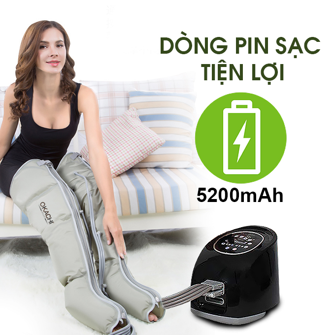 Máy nén ép suy giãn tĩnh mạch OKACHI LUXURY JP-3000 Plus (Pin sạc)