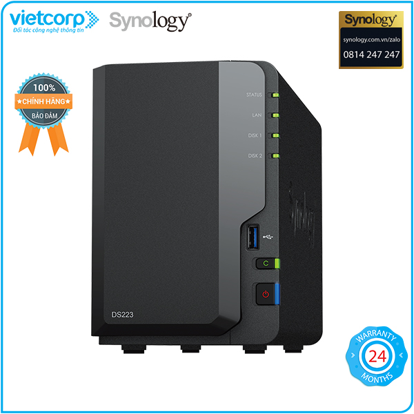 Thiết bị lưu trữ mạng NAS Synology DS223 (Đen) - Hàng Chính Hãng