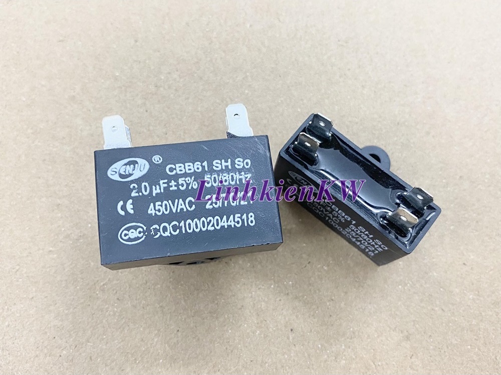 Tụ Quạt ĐIều Hòa 2uf 450v Chân Jack, Mới, Chính gốc 100%