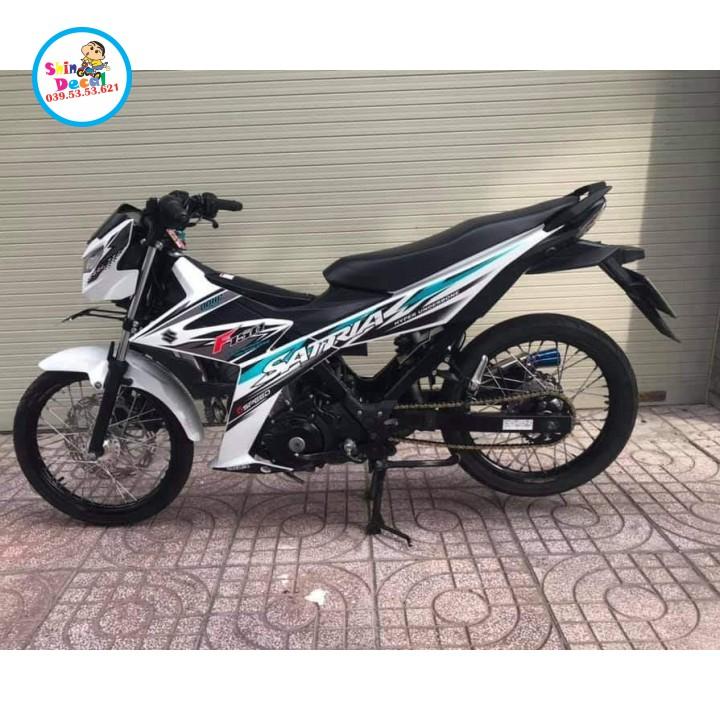 Tem xe satria fi dán xe trắng
