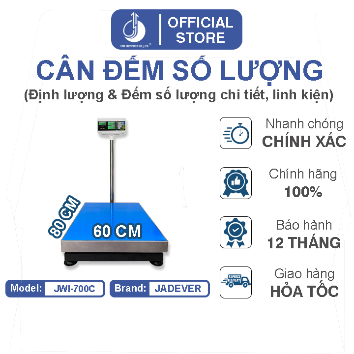 Cân Đếm Số Lượng JWI-700C - Mặt Bàn Cân 600x800MM