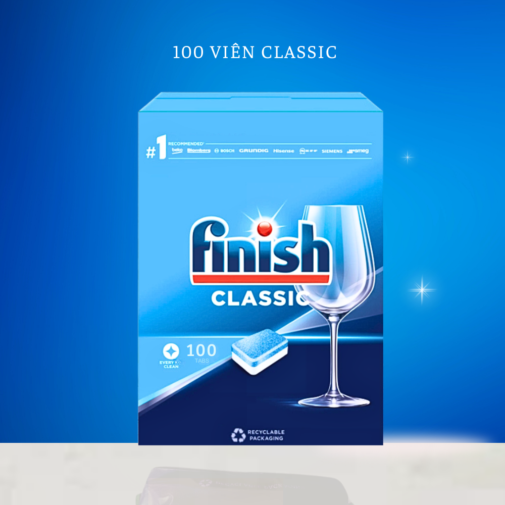 Viên Rửa Bát Finish Classic 100 Viên Hộp Hương Chanh