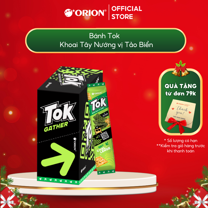 Hộp 10 gói Bánh Khoai Tây Nướng TOK Orion vị TẢO BIỂN 365g