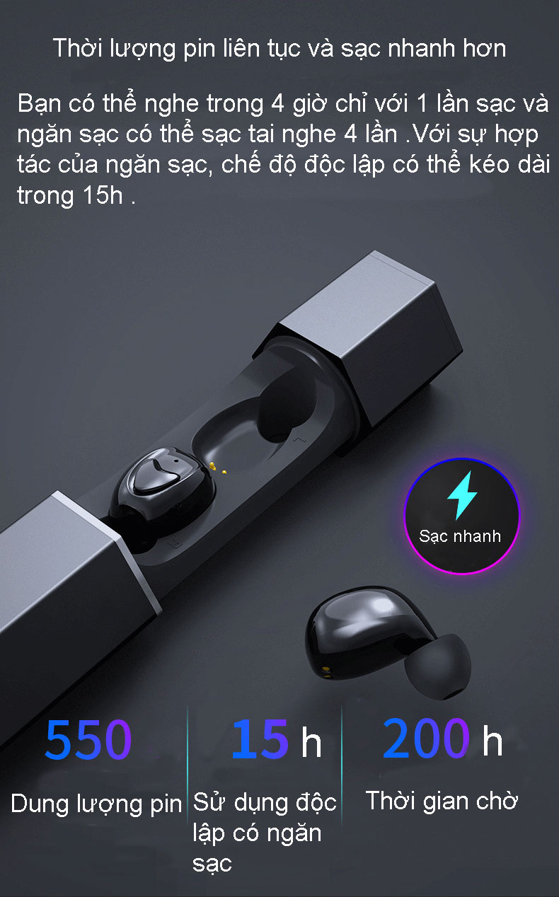 Tai Nghe Bluetooth True Wireless TW30 - Chống Nước - Bluetooth 5.0 Tiết Kiệm Pin - Nâng Cấp Dock Sạc - Cảm Ứng Thông Minh - Chống ồn