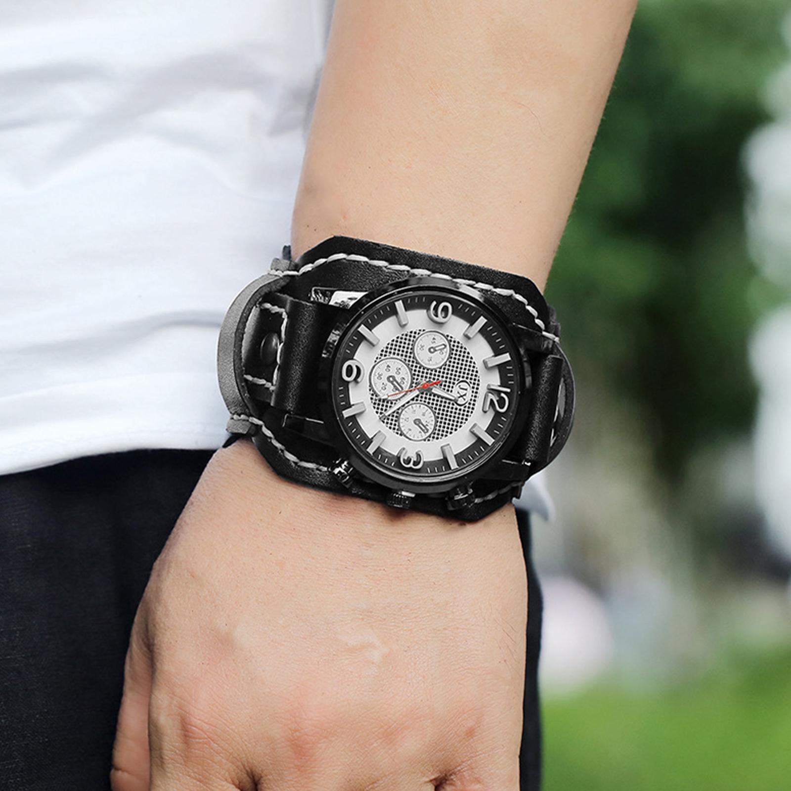 Punk Retro Watch Bracelet Leather Fashion Wide Leather Strap Vintage