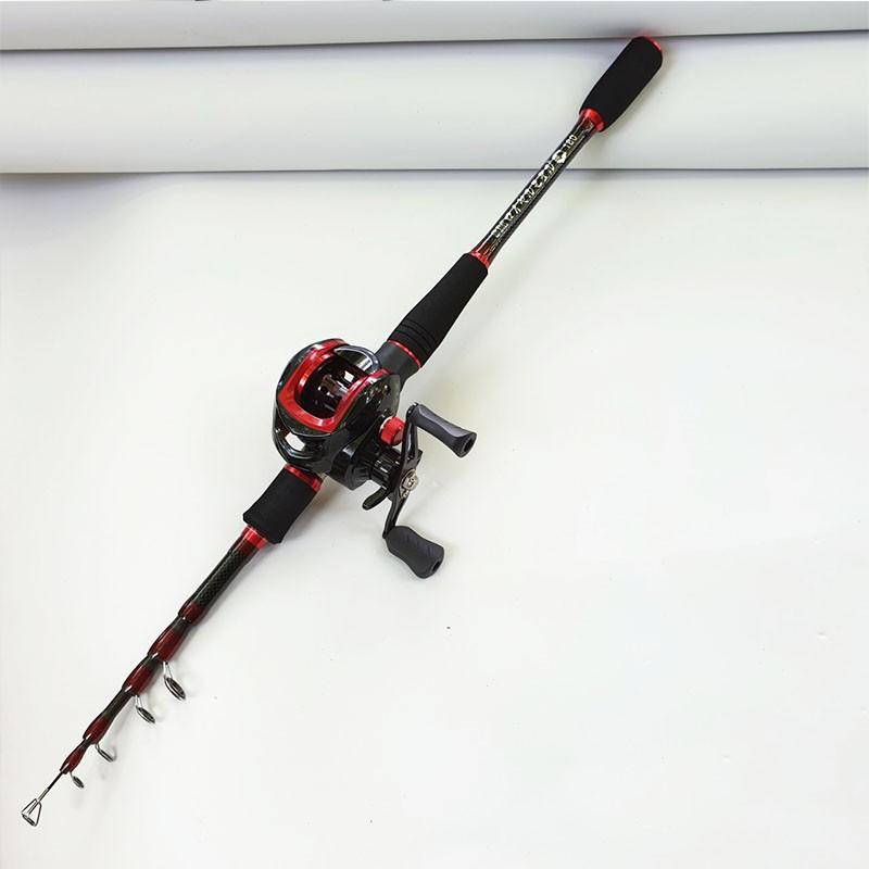 Combo máy ngang cần câu lure rút gọn 60cm chất liệu carbon độ dài 1m8 - 2m1 - 2m4 tặng máy ngang và hộp mồi lure B-CM9