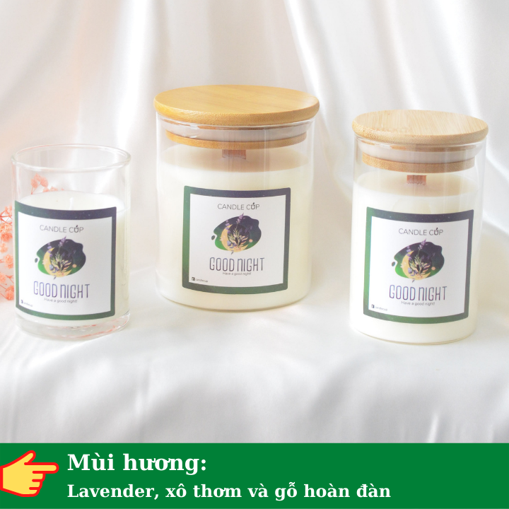 Nến thơm phòng ngủ AGAYA Candle Cup hương lavender, xô thơm và gỗ hoàn đàn - Mùi GOODNIGHT