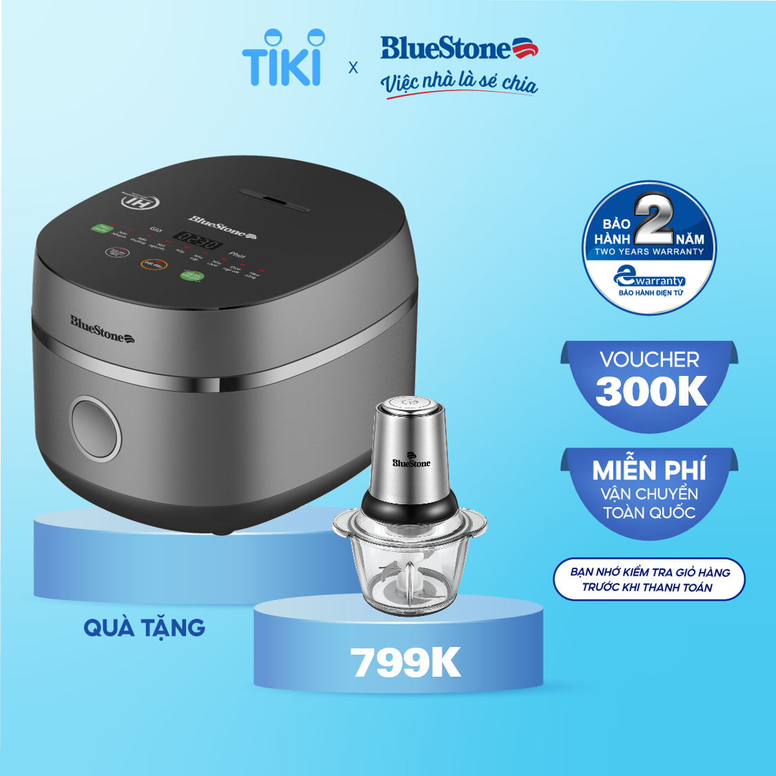 [Trả Góp 0%] Nồi Cơm Điện Tử Cao Tần BlueStone RCB-5991- 1,5 lít - 1200W - Bảo hành 2 năm - Hàng chính hãng