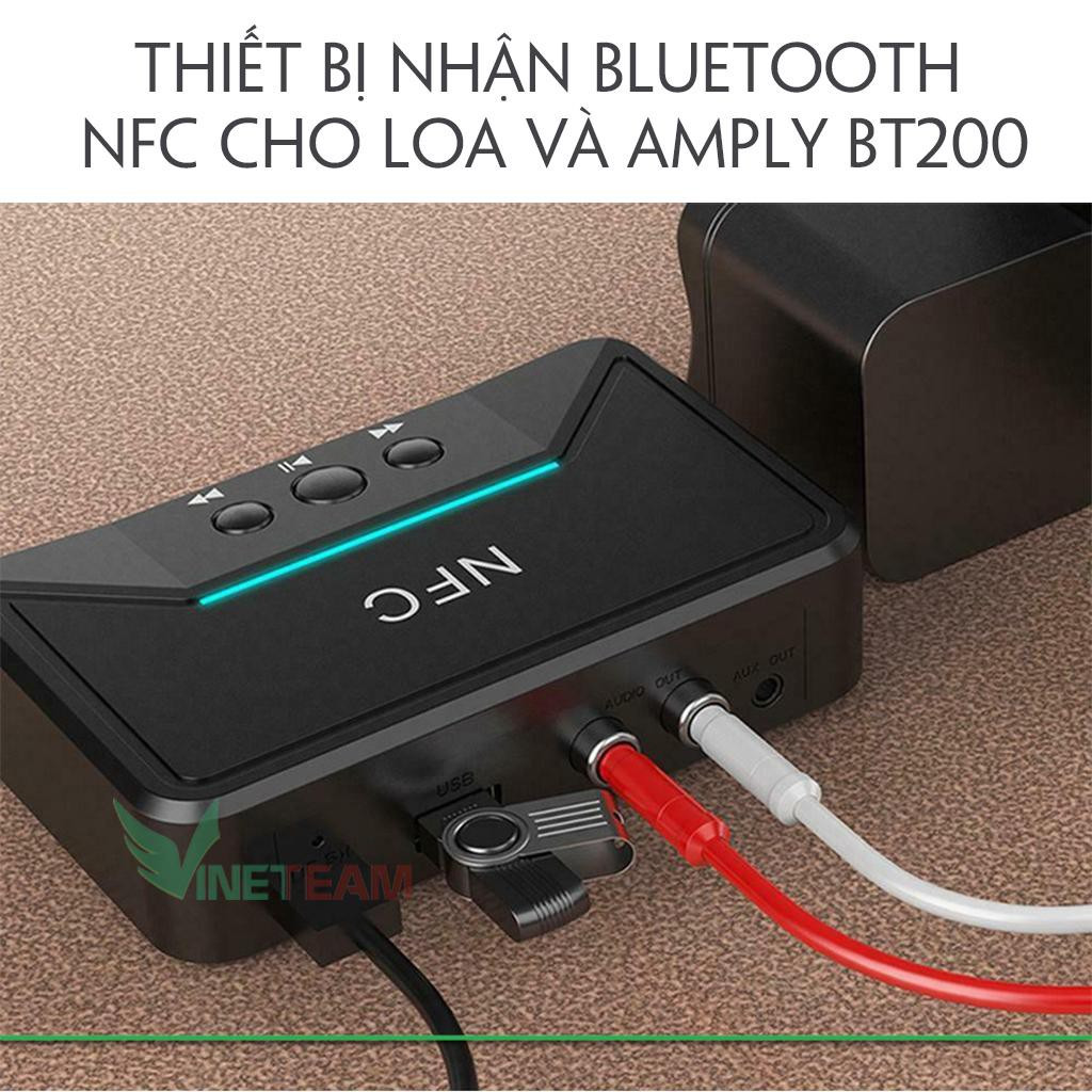 Thiết bị nhận Bluetooth, NFC cho loa và Amply BT200 - Hộp Bluetooth âm thanh không dây BT200 NFC V5.0 - Hàng chính hãng