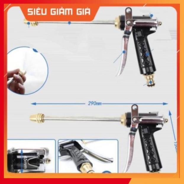 Bộ dây vòi xịt nước rửa xe, tưới cây . tăng áp 3 lần, loại 20m 206318 đầu đồng, cút, nối đen