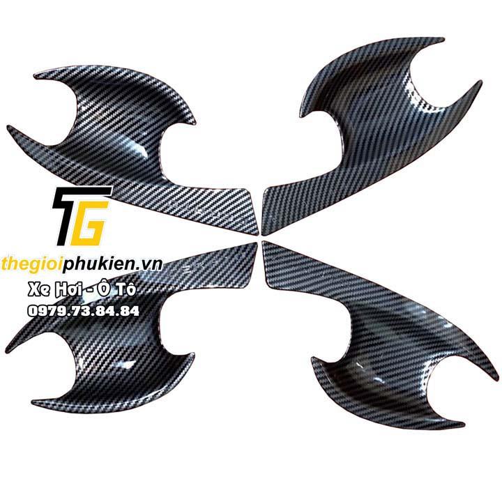 Bộ ốp tay nắm cửa, hõm cửa xe KIA Cerato 2019 - 2021 vân Carbon
