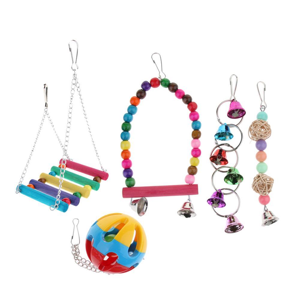 5PCS Parakeet Bird Toys Bird Perches Swing Toys Bridge Toys for Parakeets