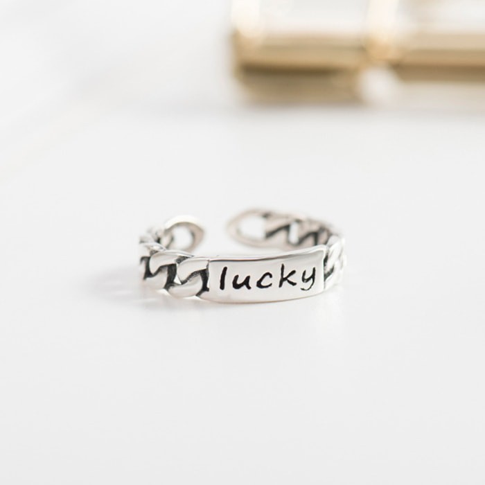Nhẫn Bạc Nữ | Nhẫn Nữ Bạc Thái Khắc Chữ Lucky May Mắn N1700 - Bảo Ngọc Jewelry