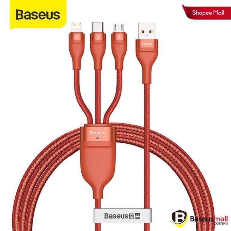 Baseus -BaseusMall VN Cáp sạc nhanh 3 đầu Baseus Flash Series 3 in 1 (Hàng chính hãng