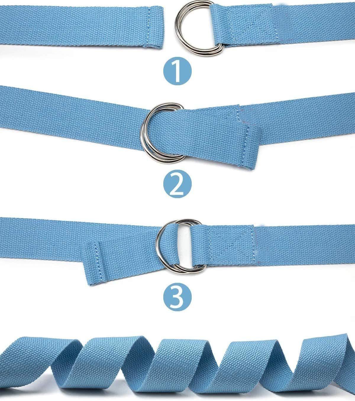 Dây đeo yoga Dải kéo dài với vòng lặp kim loại D có thể điều chỉnh | Color: Rose Red