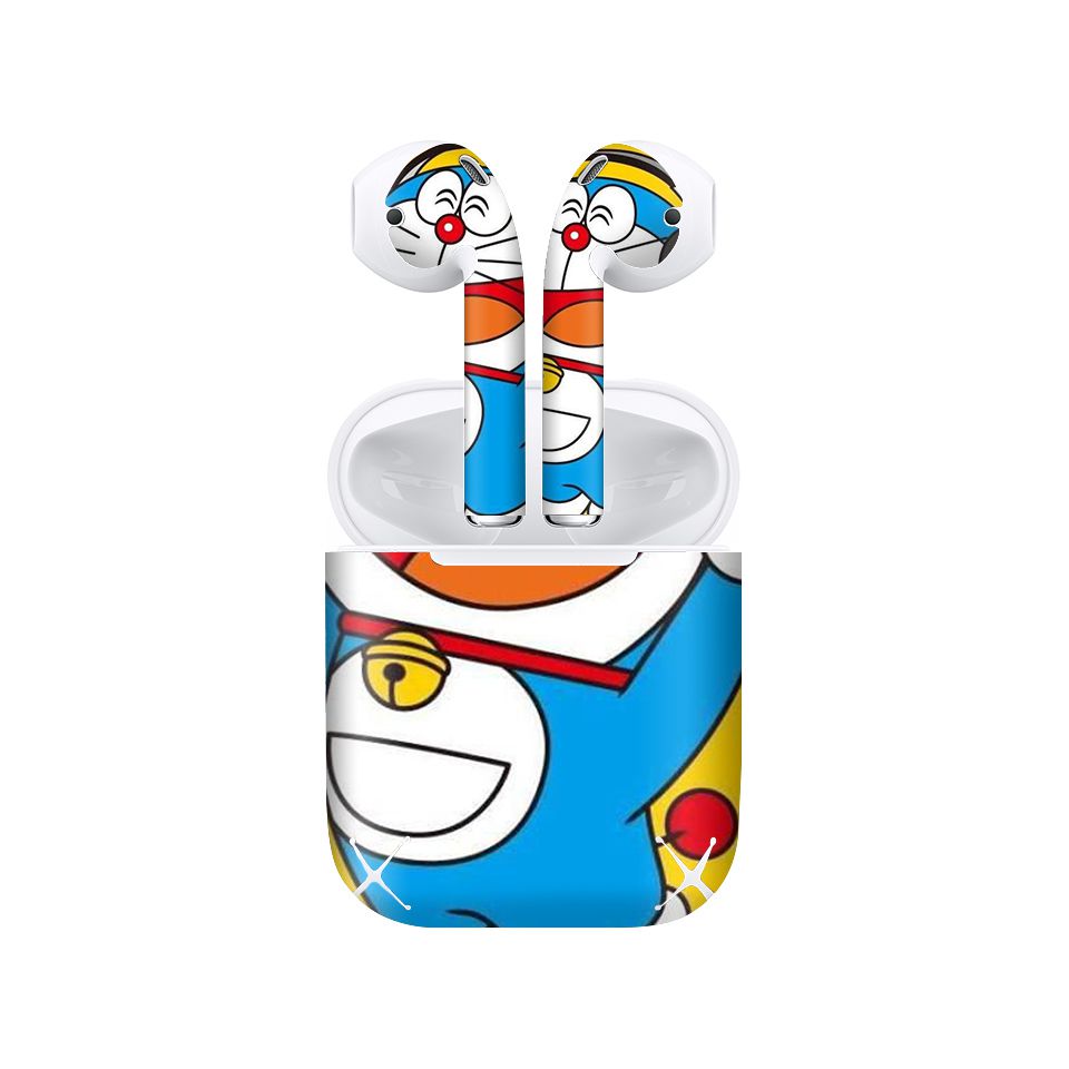 Miếng dán skin chống bẩn cho tai nghe AirPods in hình Doremon - Dor005