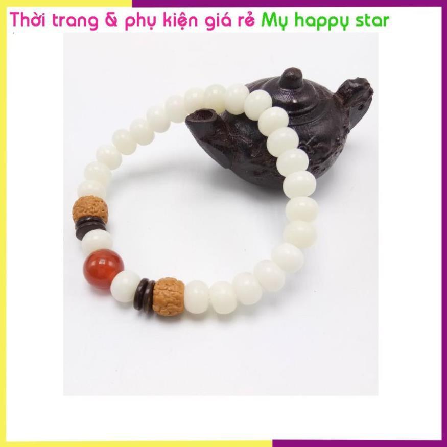 Vòng tay hạt bồ đề tự nhiên cao cấp phối mã não đỏ may mắn