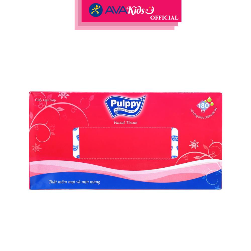 Hộp 180 tờ khăn giấy lụa PULPPY không mùi 2 lớp - Hàng Chính Hãng